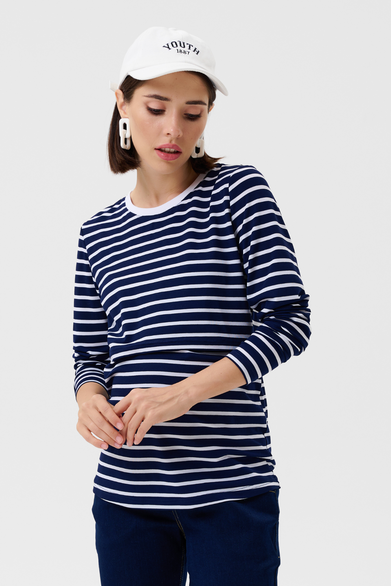 Джемпер для беременных и кормящих мам трикотажный повседневный кофта блузка с секретом / Happy Moms