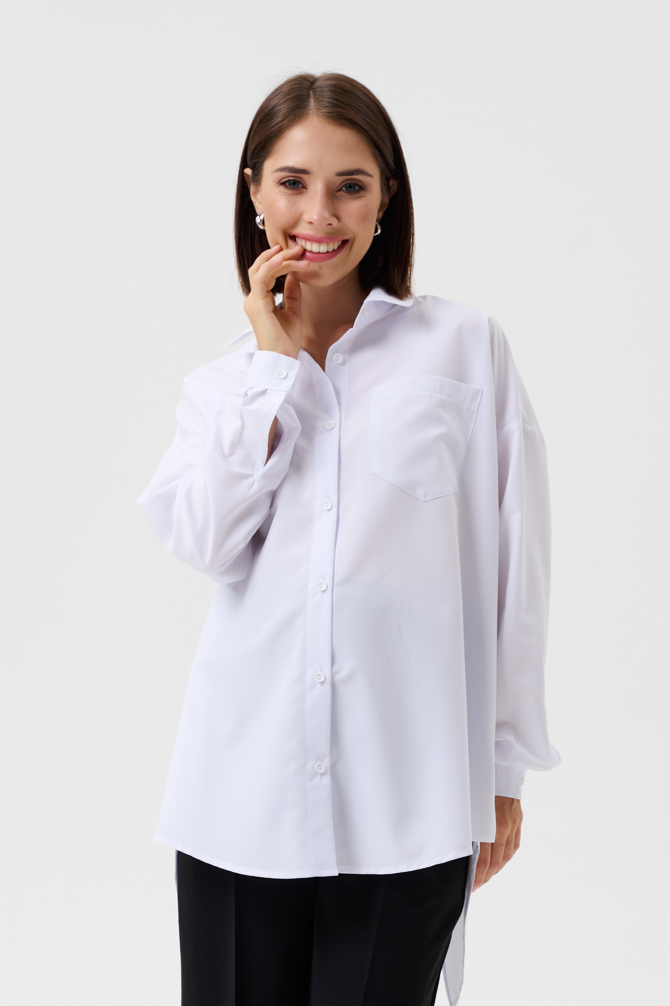 Рубашка для беременных женщин белая офисная женская блузка блуза одежда для будущих мам / Happy Moms