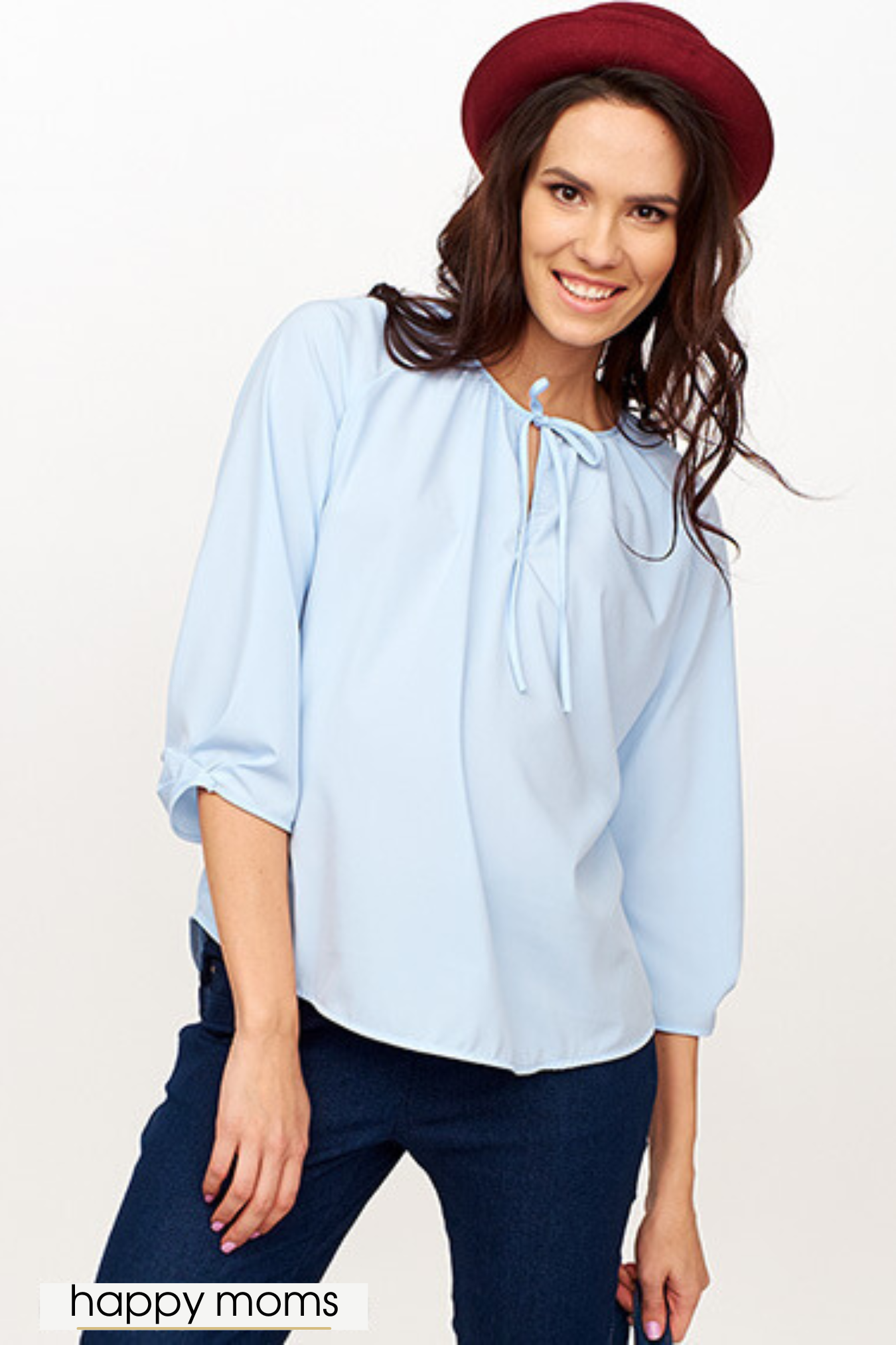 Блузка для беременных голубая купить Happy-Moms.ru