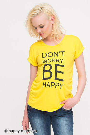 Желтая футболка для беременных с принтом интернет магазин Happy-Moms.ru