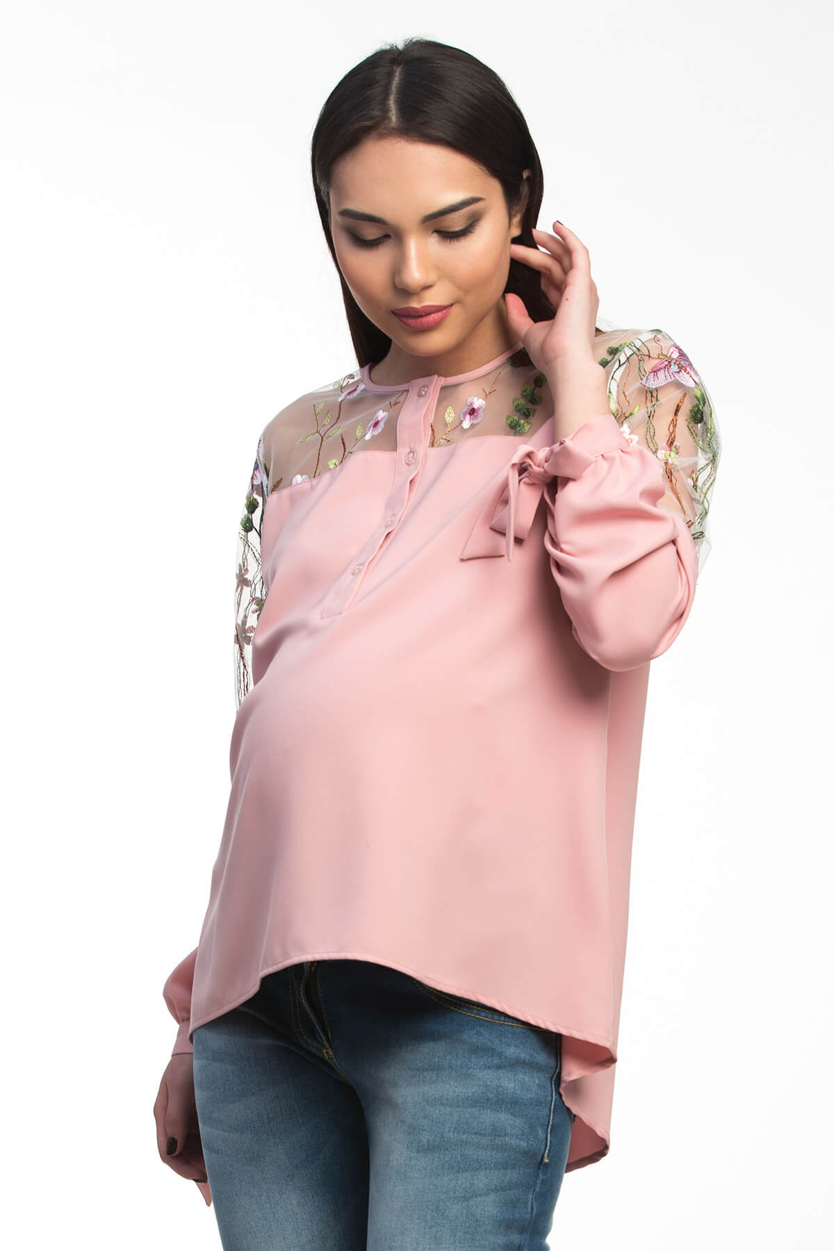 Блузка для беременных и кормящих женская офисная летняя блуза кормления грудью будущих мам / Happy Moms