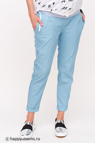 Голубые укороченные джинсы для будущих мам в интернет магазине Happy-Moms.ru