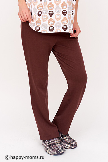 Домашние коричневые брюки для беременных 44241 в интернет магазине Happy-Moms.ru