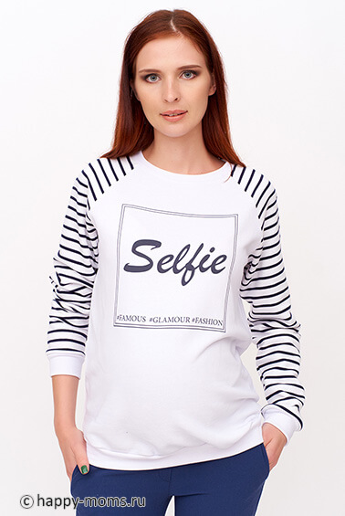 Белый Свитер Selfie для беременных интернет магазин Happy-Moms.ru