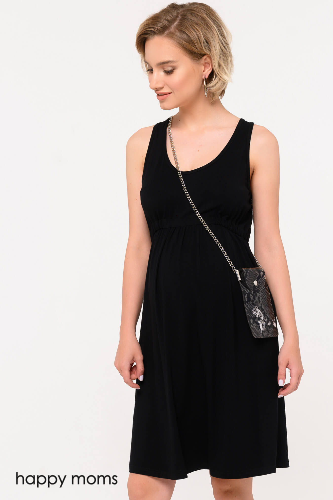 Трикотажное платье для беременных чёрного цвета 66208 интернет магазин Happy-Moms.ru