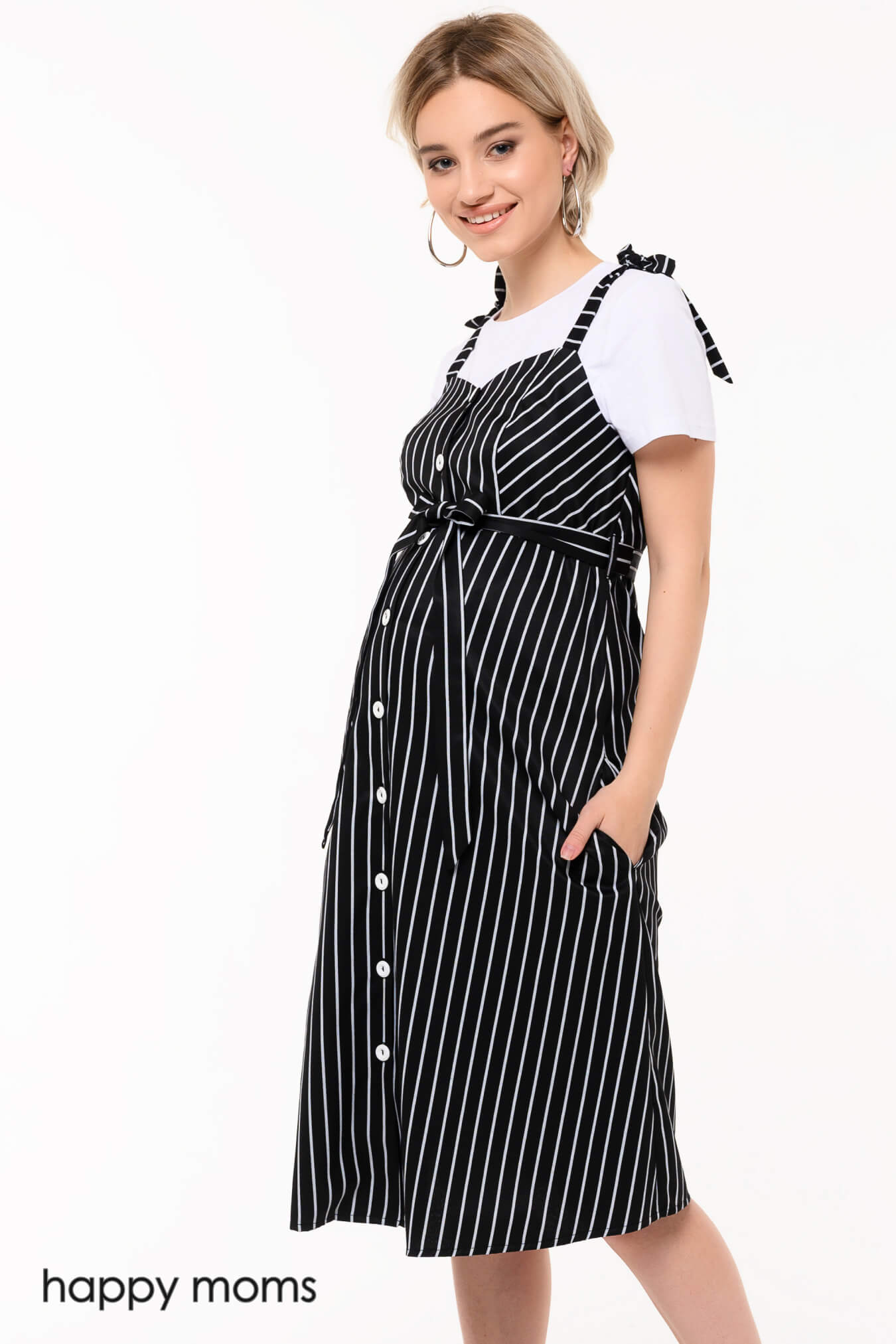 Сарафан для беременных женщин летний длинный офисный платье одежда для будущих мам / Happy Moms