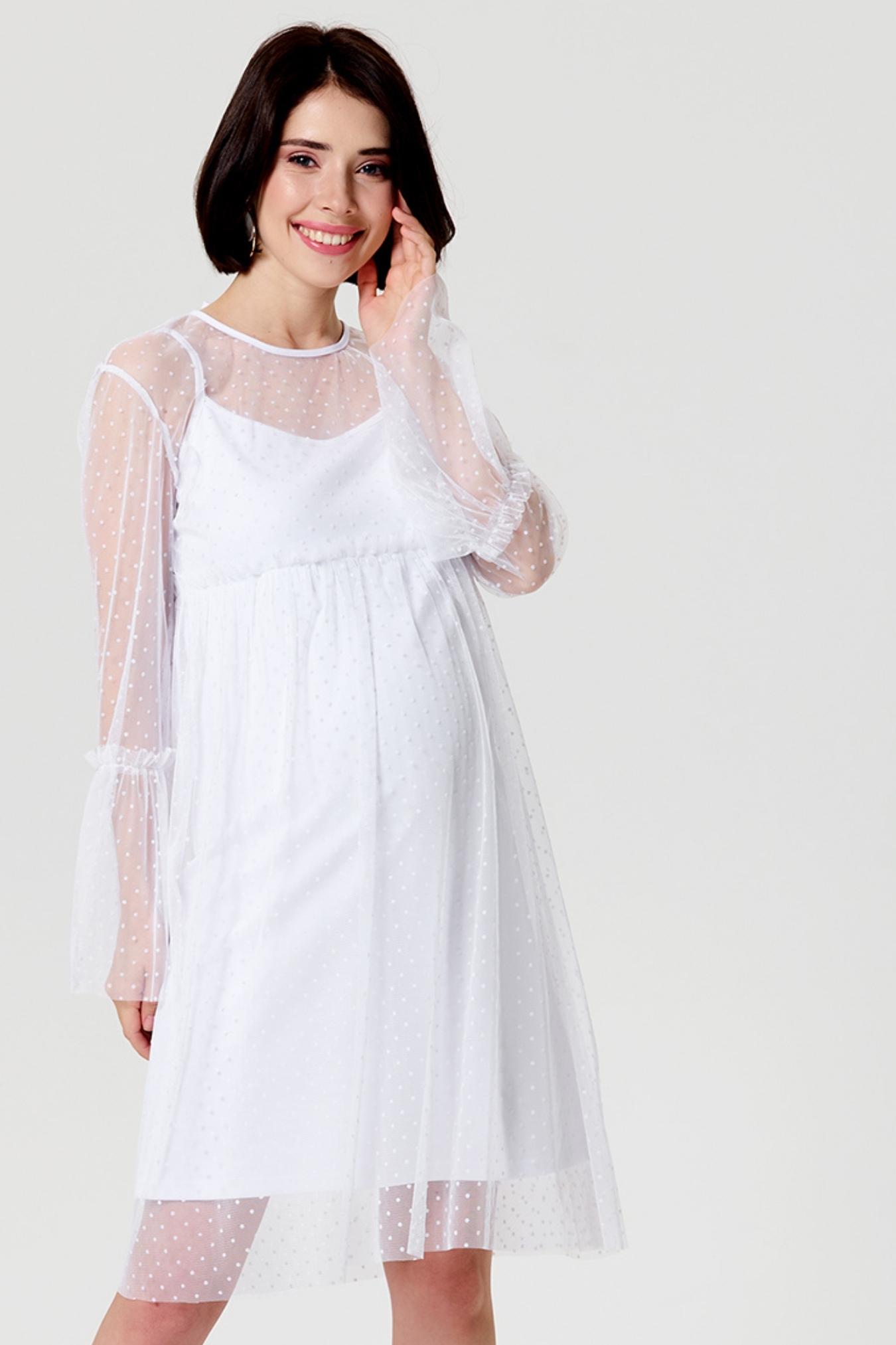 Белое платье для беременных Happy Moms