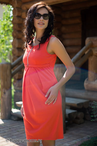 Модное платье для беременных. Цвет Оранжевый - интернет-магазин Happy-Moms.ru