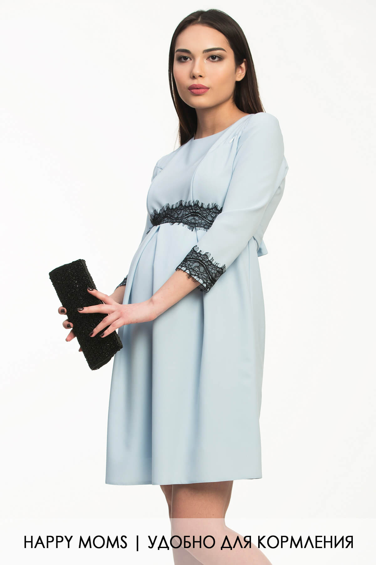 Голубое платье для беременных и кормящих Happy-Moms.ru