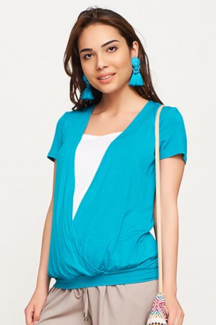Блузка для беременных бело голубая  интернет магазин купить