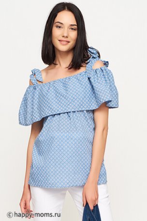 Блузка-топ для беременных и кормящих голубой интернет магазин купить