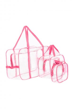 Комплект прозрачных сумок в роддом розовый купить интернет магазин