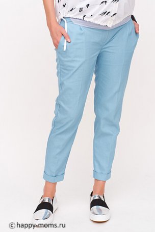 Голубые укороченные  джинсы для будущих мам 44238 в интернет магазине купить