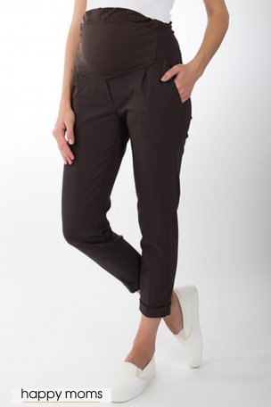 Купить укороченные коричневые брюки-чинос для беременных интернет магазин