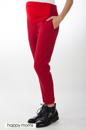 Укороченные красные брюки для беременных интернет магазин купить