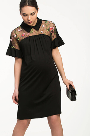 Платье черное для беременных с воланами купить интернет-магазин
