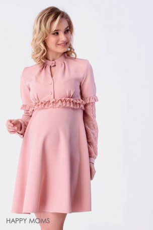 Платье розовое с кружевом для беременных купить интернет магазин